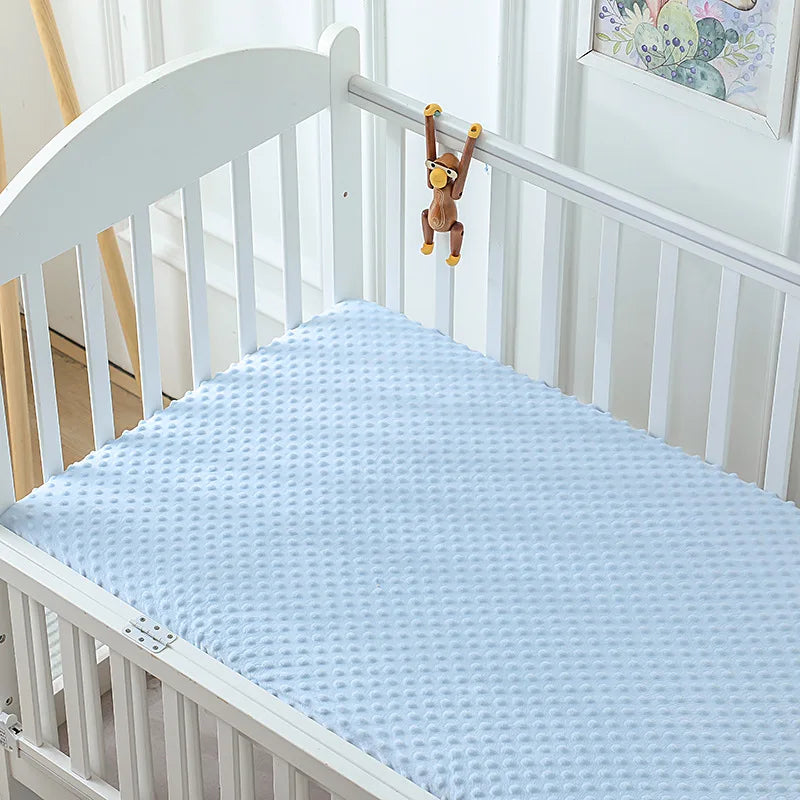 drap housse bébé gris bleu rose jaune motif points polyester coton quatre saisons douillet