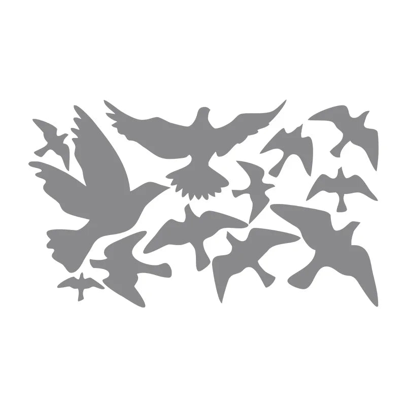 sticker mural moderne oiseaux volants blanc jaune noir 30x50cm adhésif