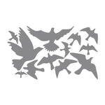 sticker mural moderne oiseaux volants blanc jaune noir 30x50cm adhésif