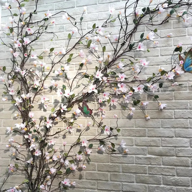 guirlande fleurs artificielles magnolia blanc rose vert intérieur décoration naturelle festive maison engagement pré