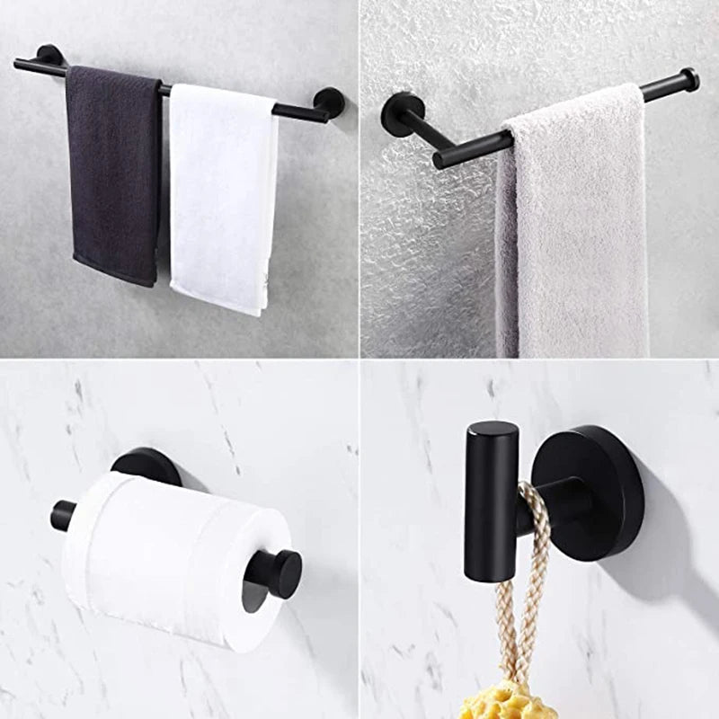 porte serviettes mural moderne acier inoxydable noir mat auto adhésive brossé fixe salle bains