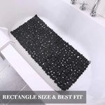 tapis douche antidérapant pebbles moderne noir blanc gris salle bain ventouses pvc respectueux environnement