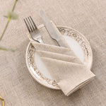 serviettes table lin naturel beige clair classique maison restaurant mariage festive
