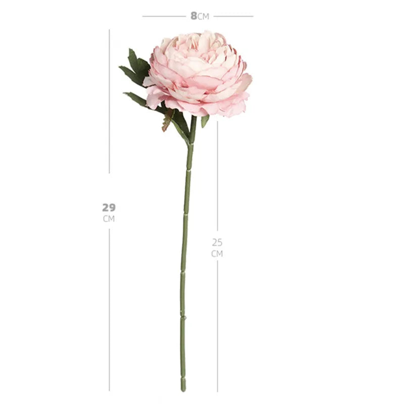 Bouquet artificiel pivoine rose pâle blanc feuilles vertes décoration intérieure romantique 29cm total length