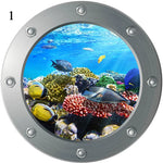 sticker mural sous marin coraux poissons moderne gris métallisé PVC øillets chambre enfant décoration