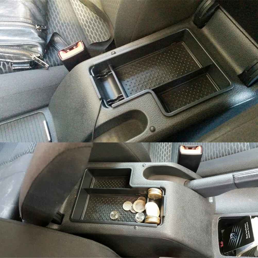 organisateur console centrale auto noir texturé alvéoles compartiment incurvé support téléphone