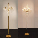 lampe poser sol cristal or argent brillante pendeloques classique baroque transparente