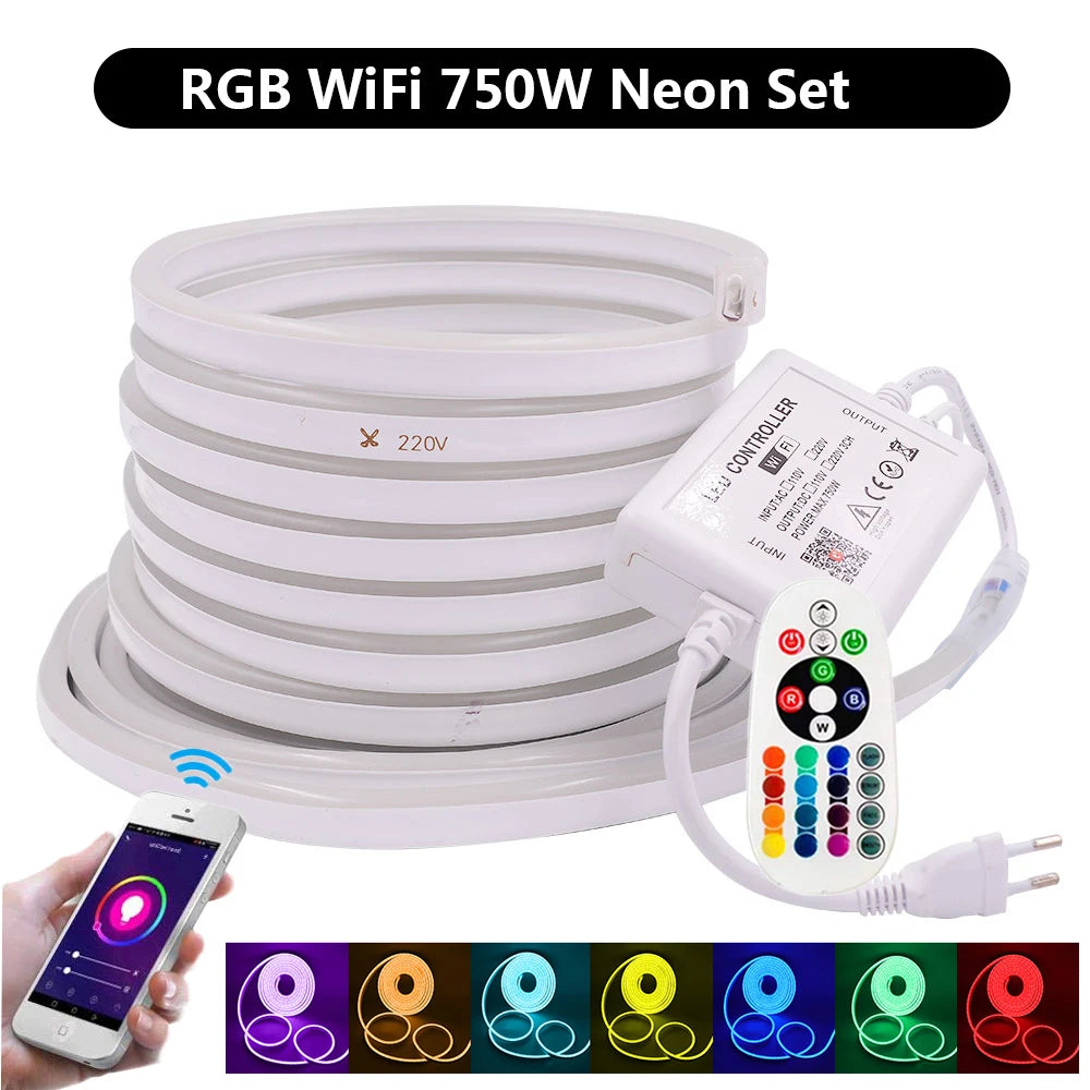 Détail des LED SMD5050 RGB sur bande néon étanche