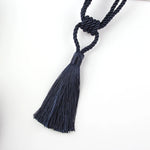 rideau attache pompon polyester beige gris or classique 45cm total 14cm pompon decoration interieur