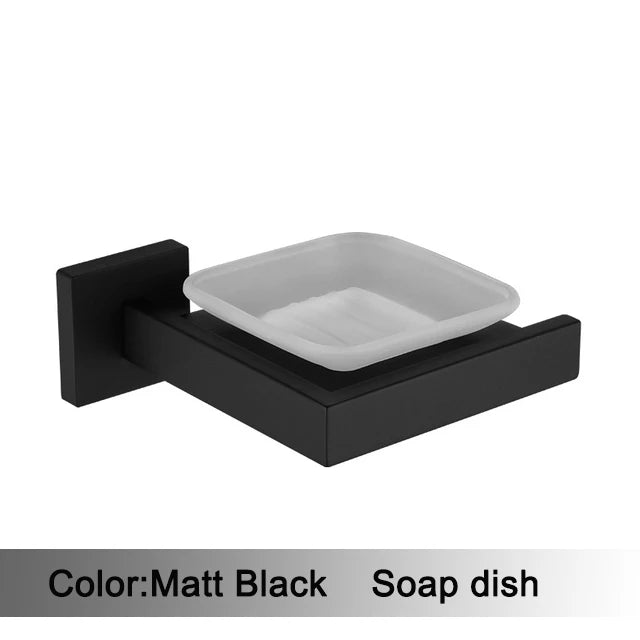 accessoires salle bain noir mat moderne porte serviettes rouleau papier savon