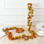 guirlande fleurs artificielles roses feuilles vertes décoration mariage fête maison jardin extérieur longue tige