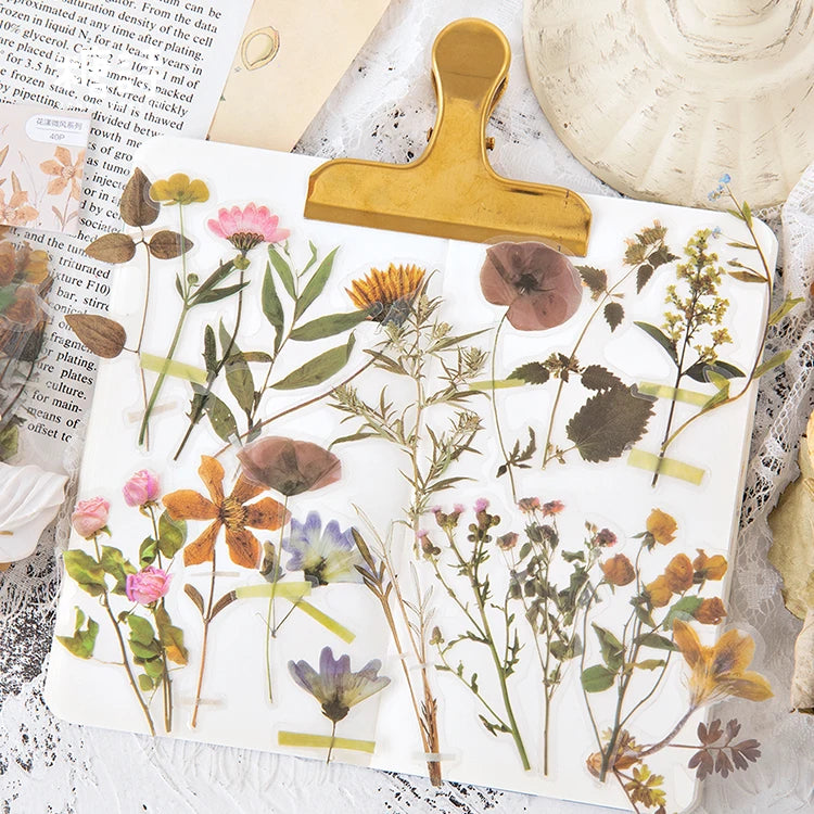 autocollants fleurs séchées diverses couleurs naturelles artisanal scrapbooking matériel décoration 40 pièces