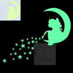 interrupteur mural lumineux fée étoiles papillons moderne adhésif chambre enfant deco vert