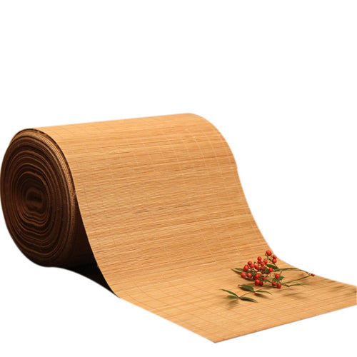 chemin table bambou naturel marron rayures horizontales décoration maison moderne minimaliste