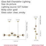 Suspension lumineuse moderne or transparent boules sphériques éclairage intérieur scandinave