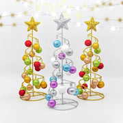 Sapin de Noël en fer forgé avec boules décoratives - Décoration festive pour intérieur et extérieur