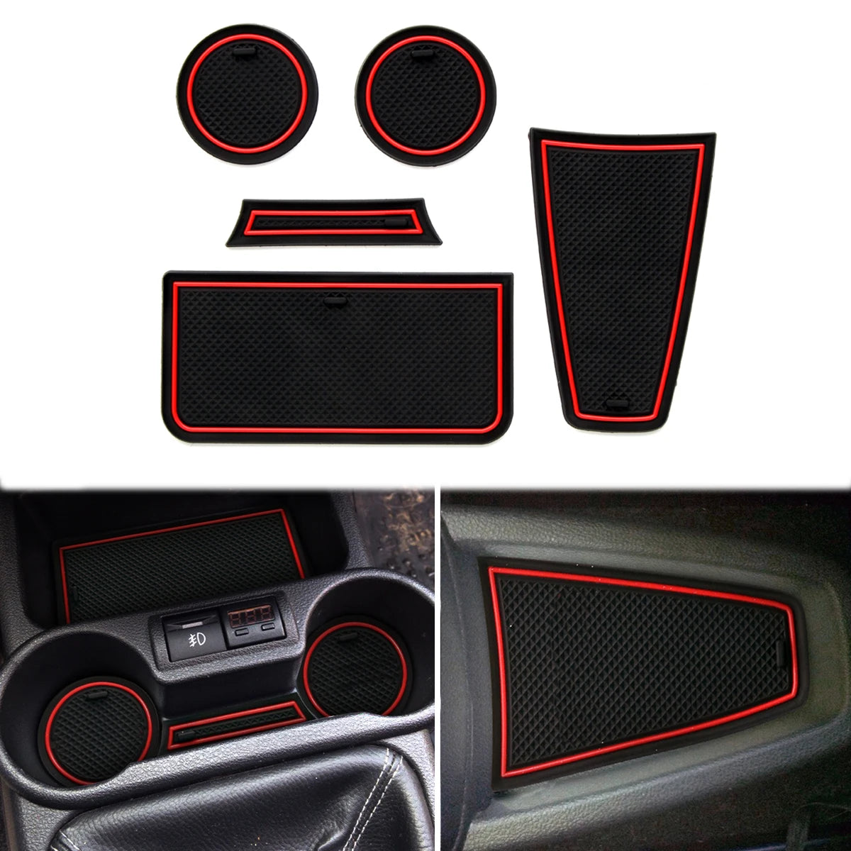 tapis sol voiture antidérapant pvc noir rouge bleu moderne adhésif arrière avant central coffre