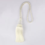pompons rideau doré noir blanc élégants tissu fin transparentes 58cm longueur total 15cm largeur
