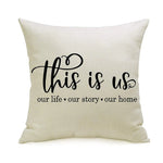 coussin carré imprimé lettres décoration intérieure maison salon chambre 45x45cm this is us