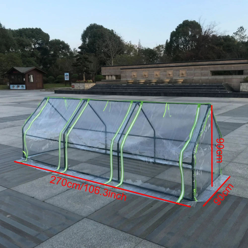 serre jardin transparente pvc 270x90x90cm cadre vert clips moderne fonctionnelle toile