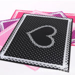 serviettes silicone points blancs noir rose bordure dentelle nail art classique coeurs pliableswasher resistant