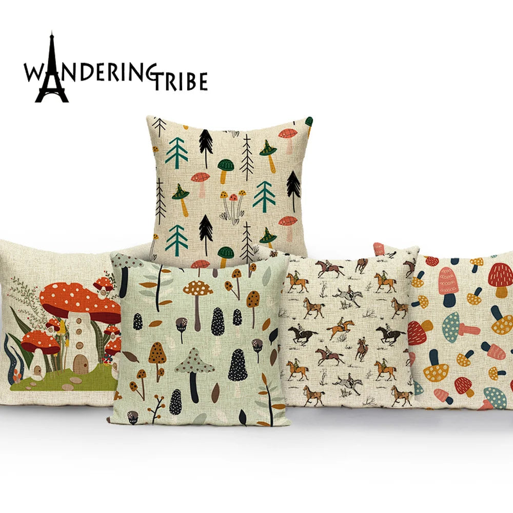 coussin carré imprimé dessin animé multicolore rustique adhésif 45cm 45cm