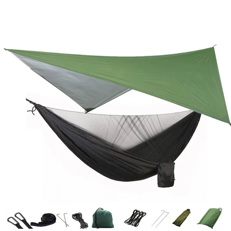 hamac camping moustiquaire auvent portable randonnée voyage survie extérieur vert