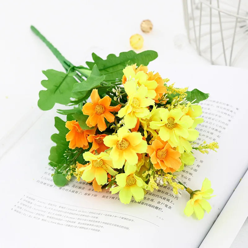 bouquet fleurs artificielles soie rose violet jaune blanc intérieur décoration maison fête mariage