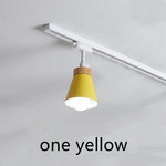 Spot lumineux moderne conique bois métal blanc noir gris vert jaune rose tringle