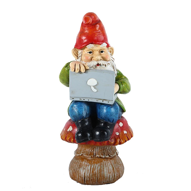 statues lutins jardin résine décoratives modernes rouge vert bleu motifs floraux zen