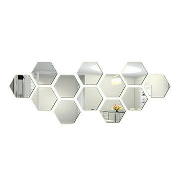 miroirs hexagonnels acrylique adhésifs modernes décoration murale minimaliste gris noir jaune bleu