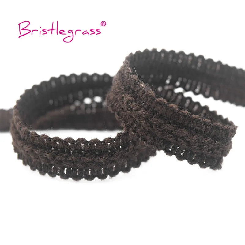 ruban decoratif dentelle tressée polyester nylon largeur 16mm bordure tressée marron blanc texture ondulée