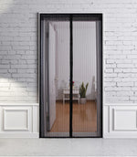 rideau moustiquaire porte magnétique noir beige rayures horizontales moderne adhésif clips bande