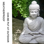 statue bouddha résine gris clair vintage zen jardin intérieur décorationextérieur texturé asie