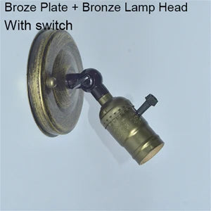 lampe table vintage bronze noir effet vieilli interrupteur mural fixe vis