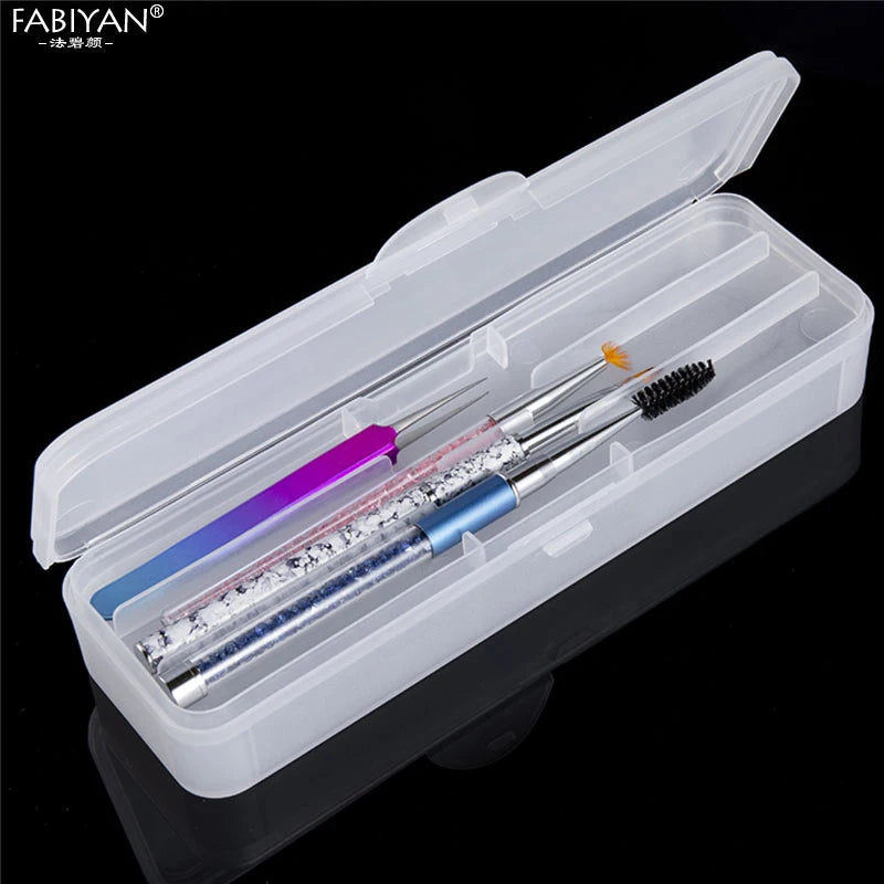 boîte rangement transparente nail art pinceaux outils manucure coupe ongles lime moderne minimaliste