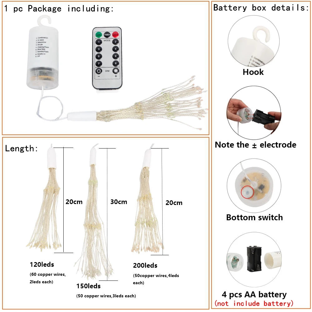 guirlande lumineuse étoiles blanc doré 200 led noël moderne télécommande