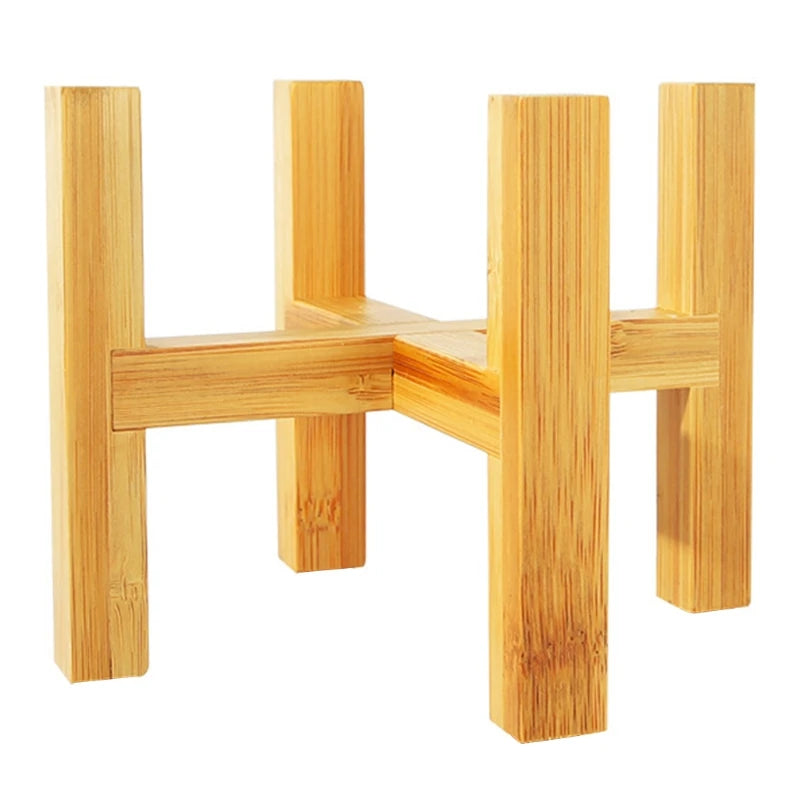 présentoir support moderne bois clair bambou minimaliste intérieur extérieur patio jardin fleur plante succulenteversible