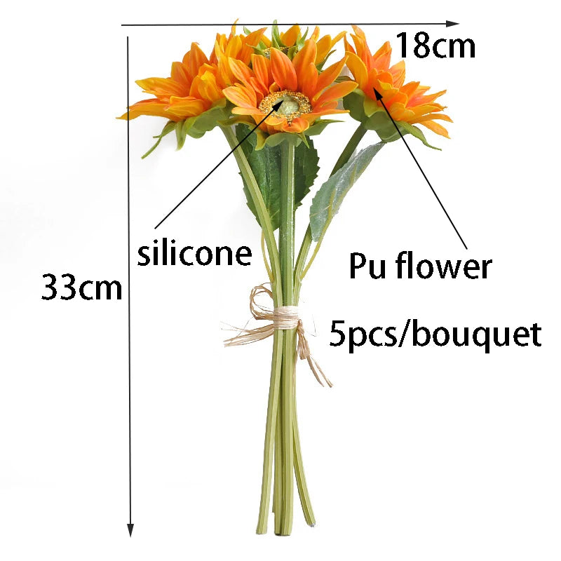 tournesol artificiel bouquet jaune orange décoration intérieure maison anniversaire mariage noël festive