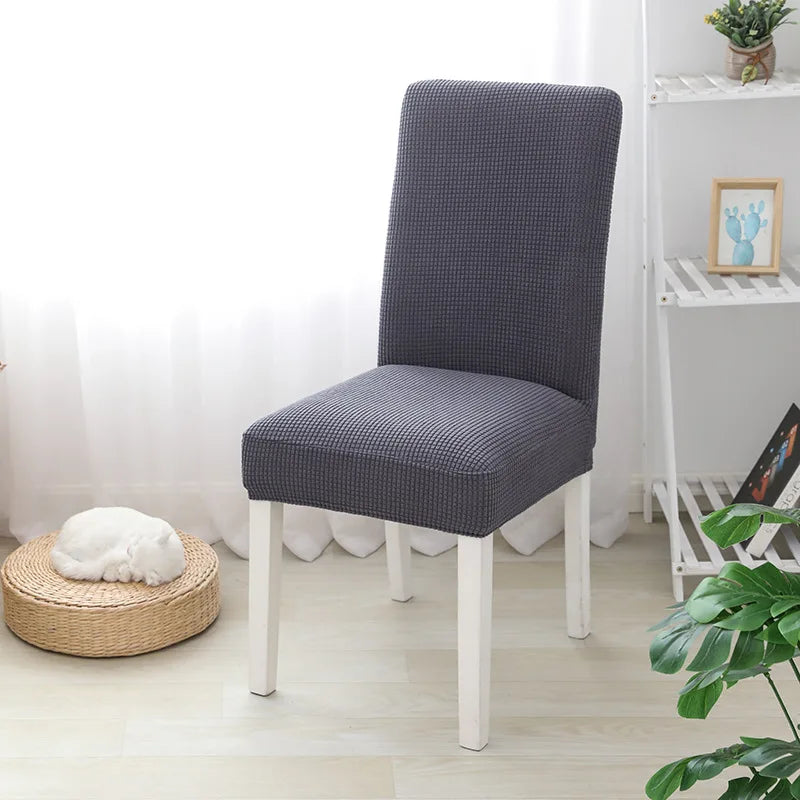 housse chaise marron noir bleu rose verte gris moderne spandex polyester jacquard unicolore elastic