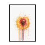 Une fleur aux teintes chaudes et éclatantes, représentée dans un style artistique abstrait et coloré.