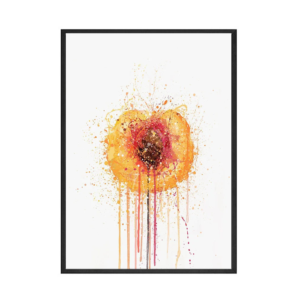 Une fleur aux teintes chaudes et éclatantes, représentée dans un style artistique abstrait et coloré.