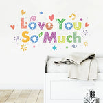 autocollant mural multicolore lettres stylisées motifs décoratifs enfantins résistant l'eau pvc