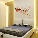 sticker mural feuilles d'érable automne rouge orange naturel adhésif intérieur 105cm 55cm moderne décoration