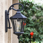 Lampe murale extérieure bronze noir texture bois grillage transparent classique rustique ampoule verre base