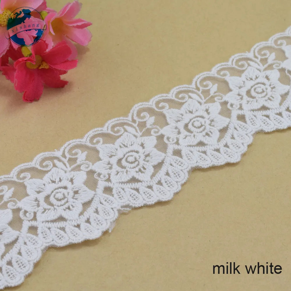 dentelle florale blanc brodée transparente 5cm largeur tissu decoratif tricotage accessoire couture