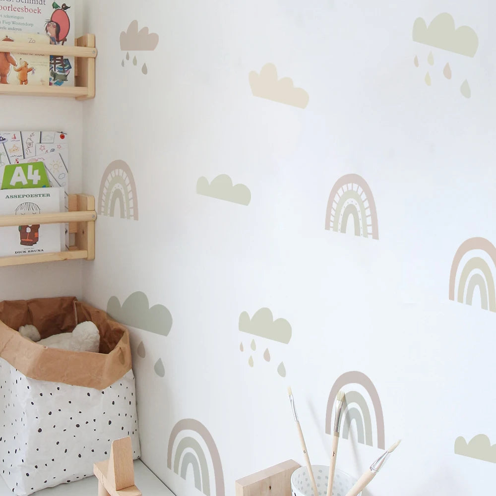 stickers muraux arc ciel multicolores enfants decoration moderne vinyle