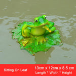statue grenouille résine décorative jardin étang fleurs lotus sculpture animal décor maison extérieur vert