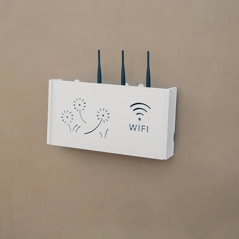 boîte rangement routeur modem optique cable électrique moderne adhésif blanc fleuri