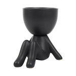 cache pot céramique blanc noir personnage assis contemporain plante succulente minimaliste ornement décoration artisanale